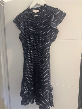 Monteau Navy Dress with White Square Print